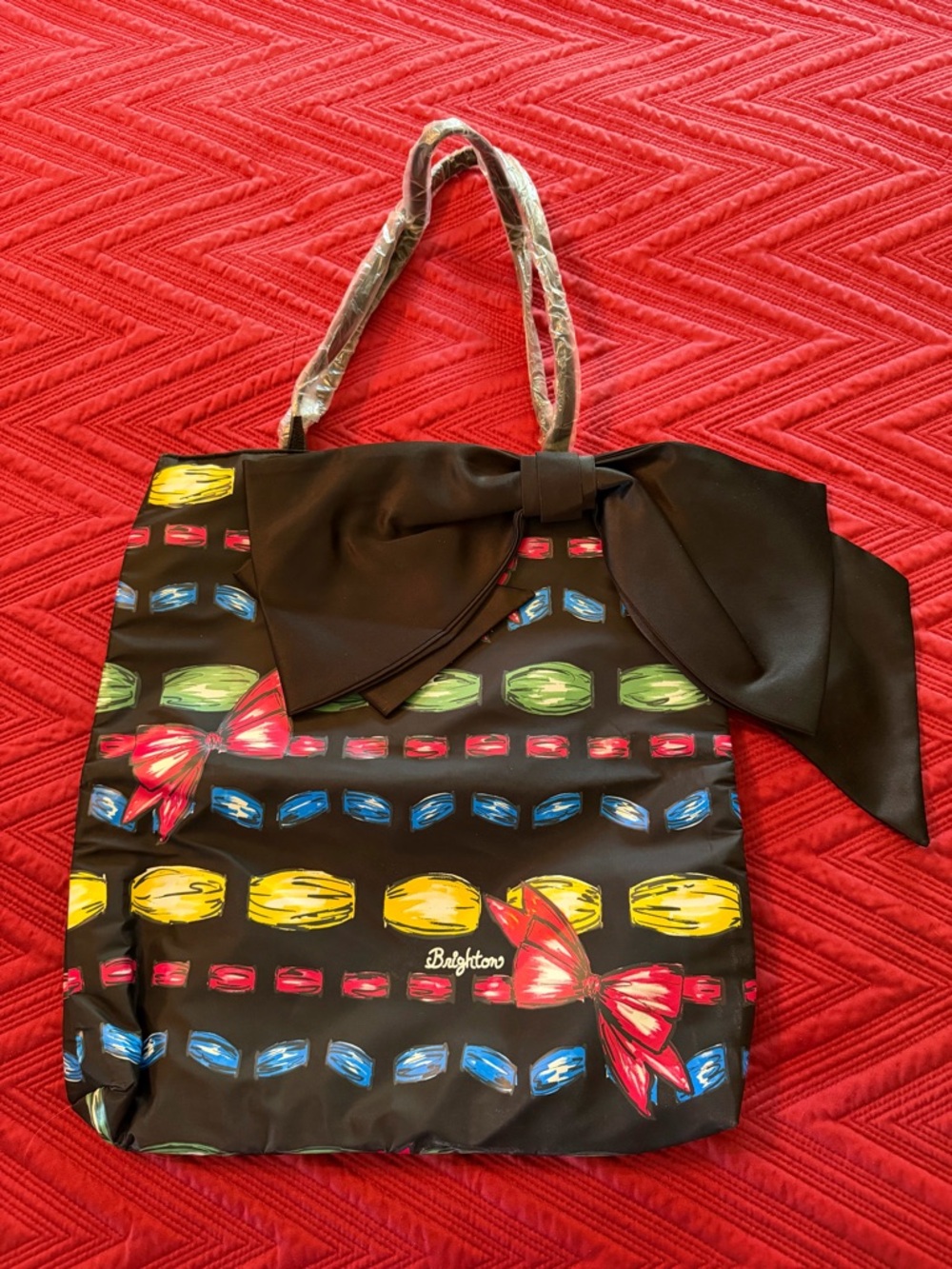 Brighton Black Multicolor Bow-Accent Tote